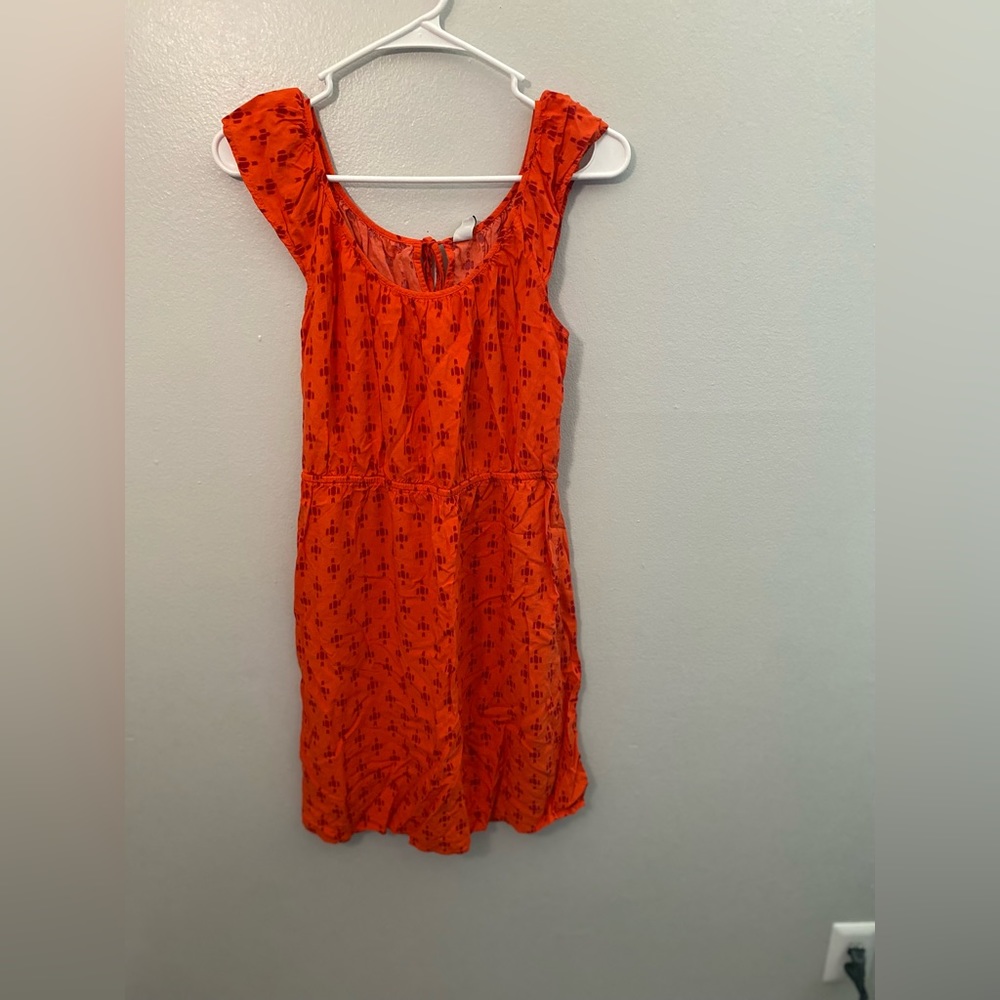 Orange Smocked Summer Dress Small Old Navy